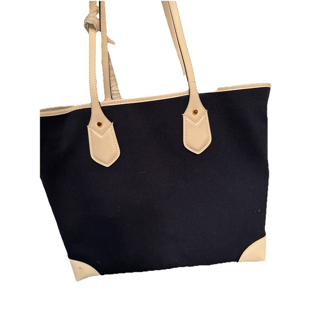 Michael Kors Eva Large Navy Tote w/ Matching Pouchette & Bag Charm - Picture 10 of 17